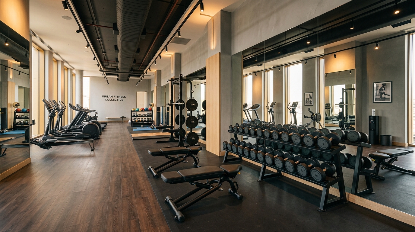 Modernes Fitnessstudio mit professioneller Ausstattung